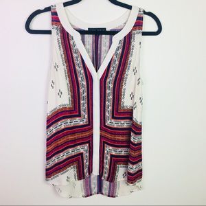 Sanctuary Sleeveless Button Up Hi Lo Tribal Print